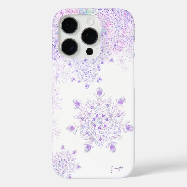 light purple snowflake & glittering heart Case-Mate iPhone case (Back)