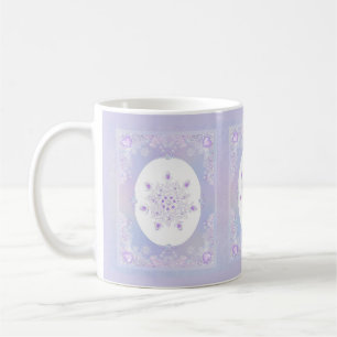 light purple snowflake & glittering heart coffee mug