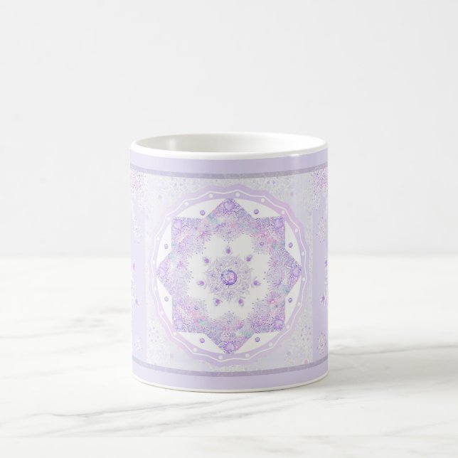 light purple snowflake & glittering heart coffee mug (Center)