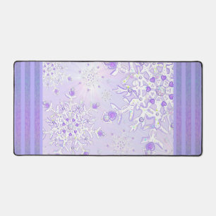 light purple snowflake & glittering heart desk mat