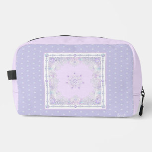 light purple snowflake & glittering heart dopp kit