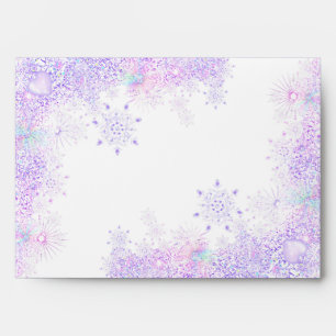 light purple snowflake & glittering heart envelope