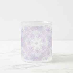 light purple snowflake & glittering heart frosted glass coffee mug