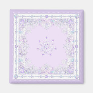 light purple snowflake & glittering heart magnet