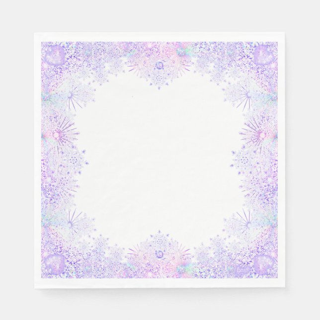 light purple snowflake & glittering heart napkin (Front)