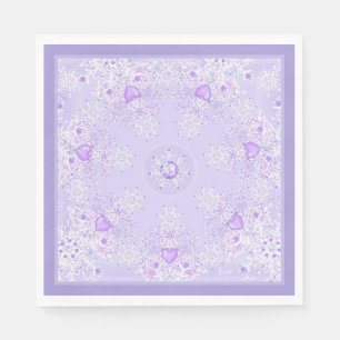 light purple snowflake & glittering heart napkin
