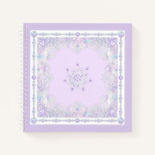 light purple snowflake & glittering heart notebook