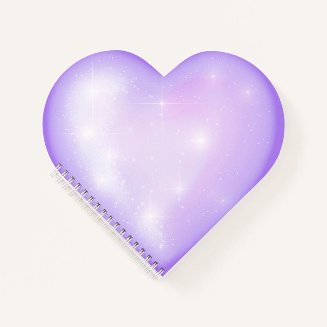 light purple snowflake & glittering heart notebook (Front)