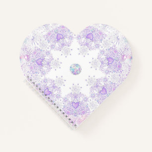 light purple snowflake & glittering heart notebook