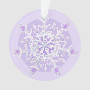 light purple snowflake & glittering heart ornament