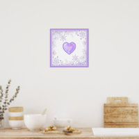 light purple snowflake & glittering heart