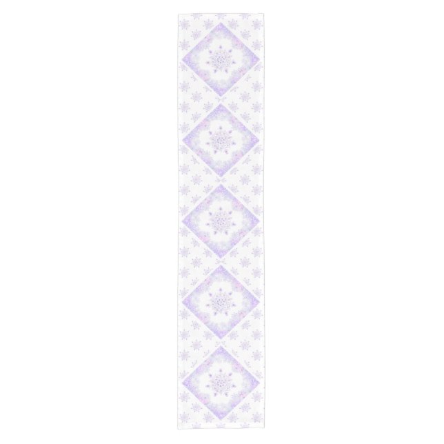 light purple snowflake & glittering heart short table runner (Front)