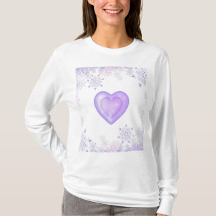 light purple snowflake & glittering heart T-Shirt