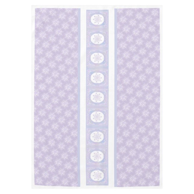 light purple snowflake & glittering heart tablecloth (Front)