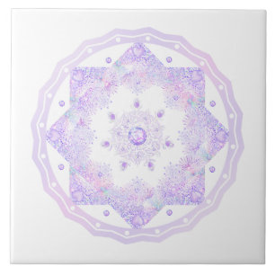 light purple snowflake & glittering heart tile