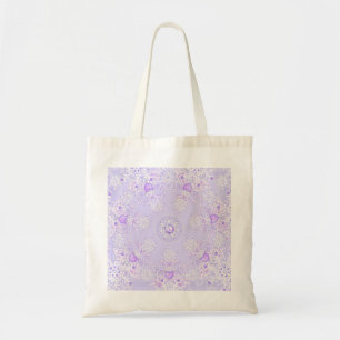 light purple snowflake & glittering heart tote bag