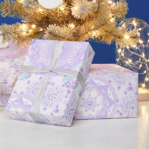 light purple snowflake & glittering heart wrapping paper