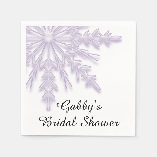Light Purple Snowflake Winter Bridal Shower Napkin (Front)