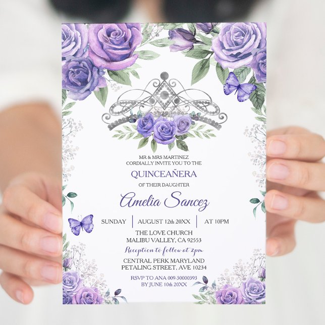 Light Purple Spanish Girl Sweet 16th Birthday Invitation (Creator Uploaded)