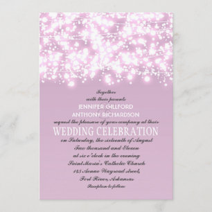light purple string lights wedding invitations