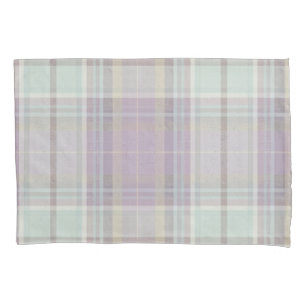 Light Purple Teal Plaid Tartan Pattern  Pillowcase