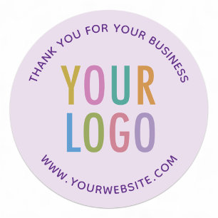 Light Purple Thank You Stickers Custom Logo Round