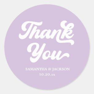 Light Purple Thank You Wedding Classic Round Sticker