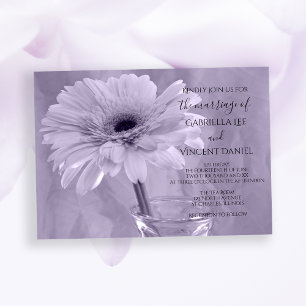 Light Purple Tinted Gerber Daisy Wedding Invitation
