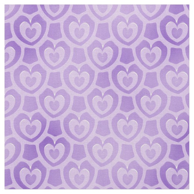Light Purple Violet Hearts Pattern Fabric (Close Up)