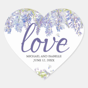 Light Purple Watercolor Floral Heart Love Sticker