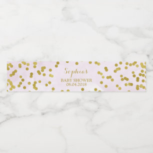 Light Purple Watercolor Gold Confetti Baby Shower Water Bottle Label