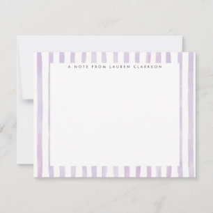 Light Purple Watercolor Striped Note Card