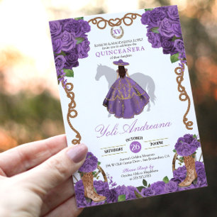 Light Purple Western Charra Vestidos Quinceañera Invitation