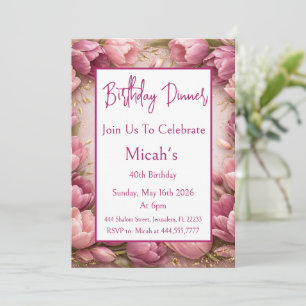 Light Purple White Tulips, Girly Watercolor Modern Invitation