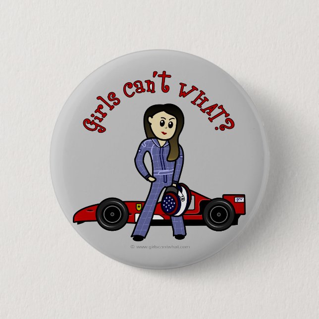 Light Race Car Driver Girl 6 Cm Round Badge (Front)