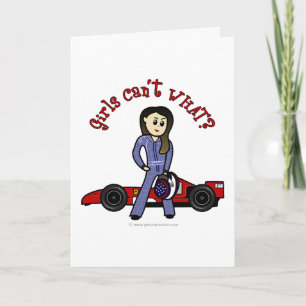Light Race Car Driver Girl Card