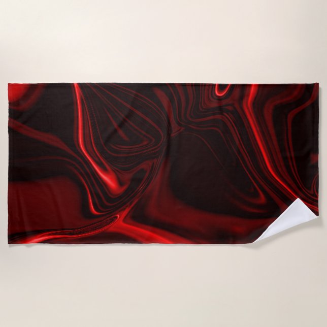 Light red and dark curves on dark background. beach towel (Front)