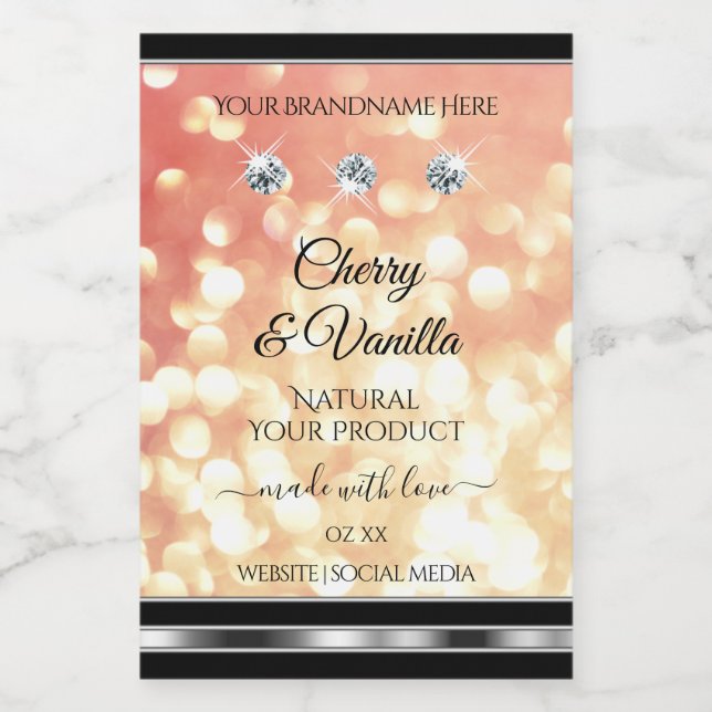 Light Red and Gold Glitter Product Labels Diamonds (Single Label)