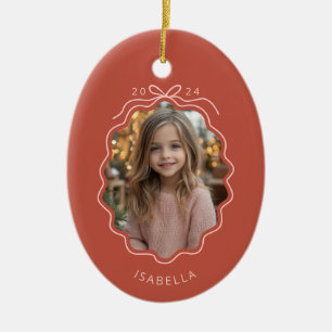 Light Red Blush Pink Photo Simple Bow Ornament