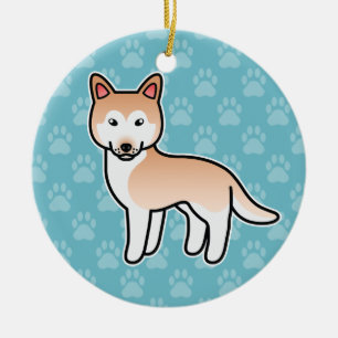Light Red Cartoon Siberian Husky Ceramic Tree Decoration