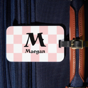 Light Red Checkered Pattern Background Luggage Tag