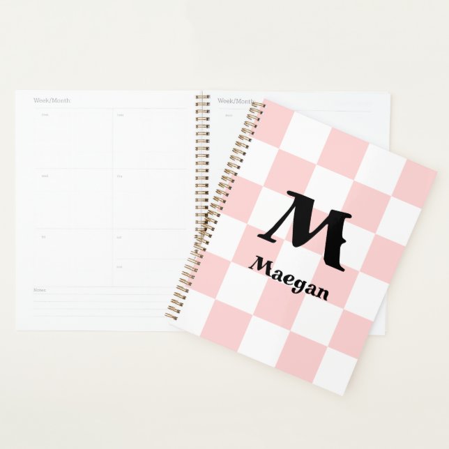 Light Red Checkered Pattern Background Planner (Display)