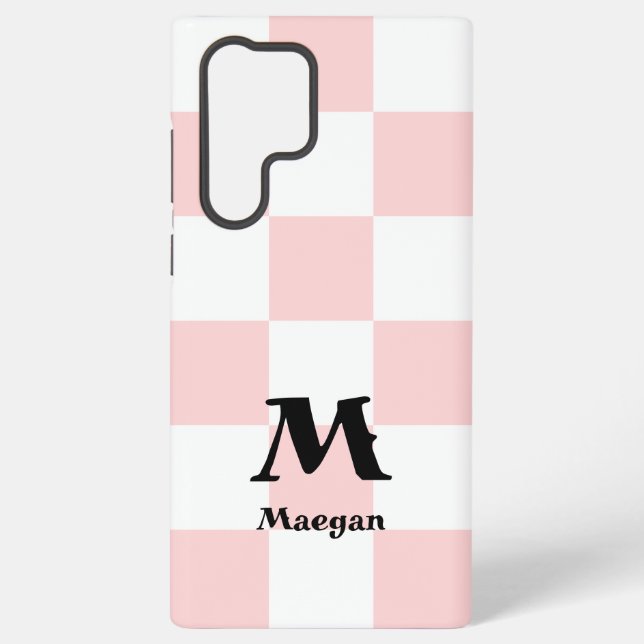 Light Red Chequered Pattern Background Samsung Galaxy S22 Ultra Case (Back)