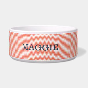 Light red chevron Large Dog Bowl