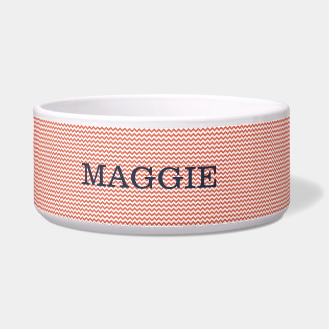 Light red chevron Large Dog Bowl (Front)