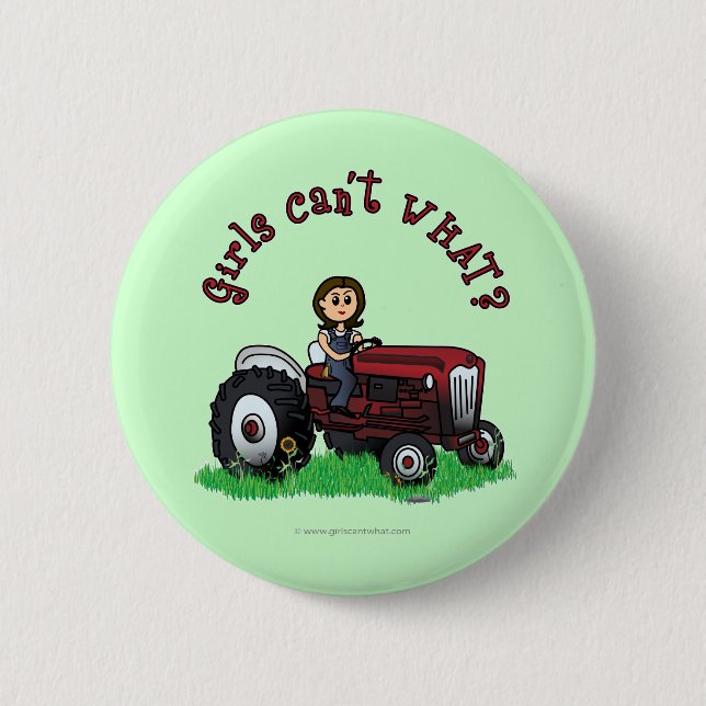 Light Red Farmer Girl 6 Cm Round Badge (Front)