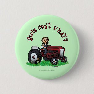 Light Red Farmer Girl 6 Cm Round Badge