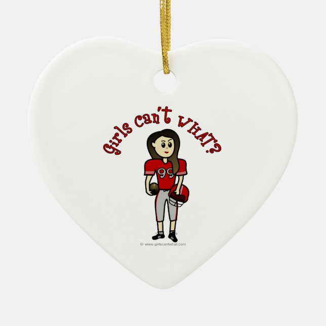 Light Red Football Ceramic Tree Decoration (Front)