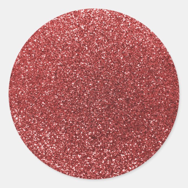 Light red glitter classic round sticker (Front)