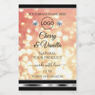 Light Red Gold Glitter Product Label Diamonds Logo